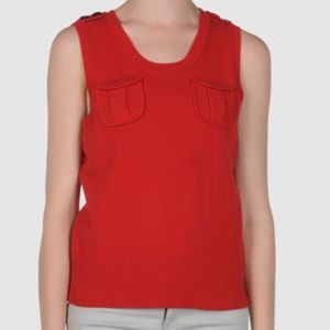 DIANE von FURSTENBERG LASIN RED SWEATER VEST - L